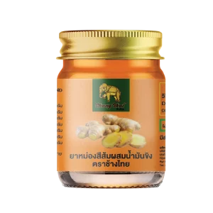 ยาหม่องสีส้มผสมน้ำมันขิง ตราช้างไทย